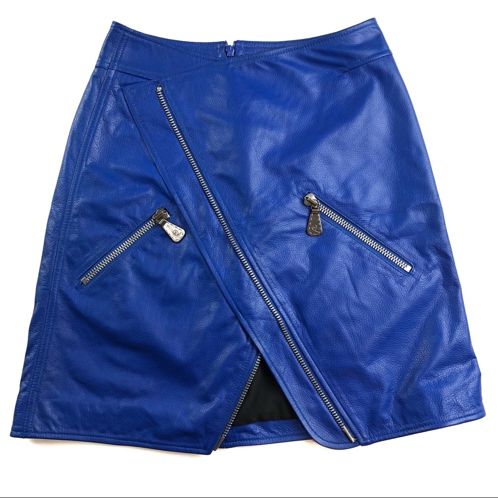 McQ Alexander McQueen Leather Mini Skirt blue
